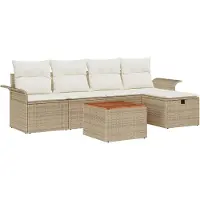 vidaXL Gartensofa-set 6 Stk. Beige Poly-Rattan