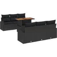 vidaXL Garten-Sofa-Set 7 Stk. Schwarz