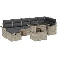 vidaXL Gartensofa-set 8 stk. Hellgrau Poly-Rattan