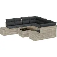vidaXL Sofa Set 9 stk. Hellgrau [Synthetisch]: Poly Rattan