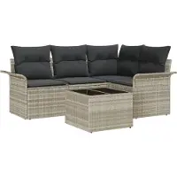 vidaXL Gartensofa-set 5 stk. Hellgrau Poly-Rattan