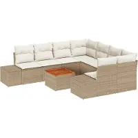 vidaXL Gartensofa-set 9 Stk. Beige Poly-Rattan