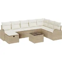 vidaXL Sofa Set 9 Stk. Beige und Creme Poly-Rattan