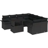 vidaXL Gartensofa-set 9 Stk. Schwarz Poly-Rattan