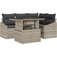 vidaXL Gartensofa-set 5 Stk. Hellgrau Poly-Rattan