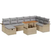 vidaXL Gartensofa-set 9 stk. Beige Poly-Rattan
