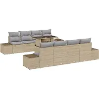 vidaXL Gartensofa-set 9 Stk. Beige und Hellgrau Poly-Rattan
