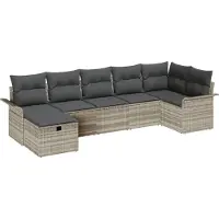 vidaXL Gartensofa-set 7 stk. Hellgrau Poly-Rattan