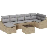 vidaXL Sofa Set 8 stk. Beige Poly-Rattan