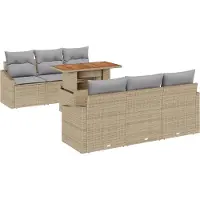 vidaXL Gartensofa-set 7 Stk. Beige und Grau