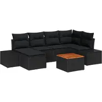 vidaXL Gartensofa-set 7 stk. Schwarz Poly-Rattan