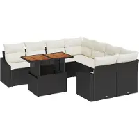 vidaXL Gartensofa-set 9 Stk. Schwarz und Creme