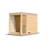 Karibu Saunahaus Außensauna Gartensauna Angkor 1 unbehandelt ohne Zubehör 38mm Massivholz 191x276x232 cm