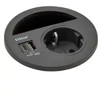 Evoline Circle80 Einbausteckdose mit USB-Charger A/C, schwarz