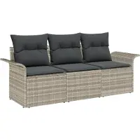 vidaXL Garten-Sofa-Set 3 stk. Grau Poly Rattan