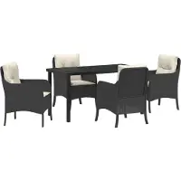vidaXL Garten Essgruppe 5 Stk. Schwarz Poly-Rattan