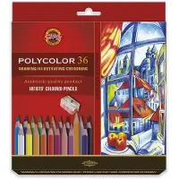 Kohinoor Polycolor- Künstlerfarbstifte 36er Pack inklusive Anspitzer u. 2 Graphitstifte