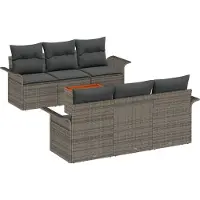 vidaXL Gartensofa-set 7 Stk. Grau Poly-Rattan