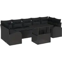 vidaXL Gartensofa-set 8 Stk. Schwarz Poly-Rattan