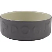 OEM Hundekorb aus Keramik mit Schriftzug, grau, 15 cm
