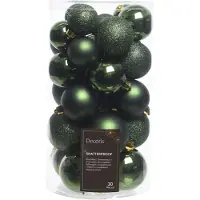 Décoris Weihnachtskugeln Kunststoff Mix 4-6cm 30er Set - Piniengrün
