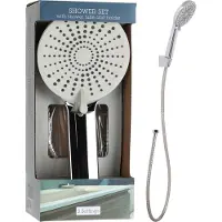 Bathroom Solutions - Komplettes Duschkopf-Set mit Schlauch in Schwarz matt und Wandhalterung - 8720573367004