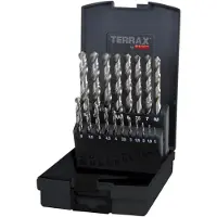 Terrax Bohrer A214214RO, HSS-Spiralbohrer, 19-teiliges Set, 1-10mm, Stahl und Metall