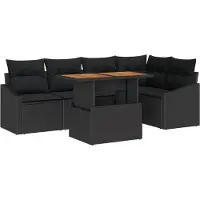vidaXL Gartensofa-set 6 Stk. Schwarz und Braun