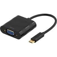 Deltaco USBC-1098, 0,1 m, USB Typ-C, VGA (D-Sub), Stecker, Buchse, Gold
