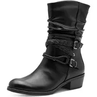 Marco Tozzi Damen Stiefelette geraffter Schaft Zierbänder 2-25316-41, Größe:38 EU, Farbe:Schwarz
