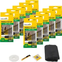 SCHELLENBERG 10er Pack 50713 Fliegengitter für Fenster, Insektenschutz ohne bohren, zuverlässiger Schutz gegen Mücken, Fliegen und Insekten mit Befestigungsband, 100 x 130 cm, anthrazit