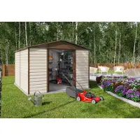 Yardmaster , Metall-Gerätehaus "Brandenburg 1012", taupe, 10,46 m², mit Bodenrahmen