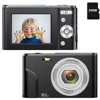 INF Digitalkamera 48MP 16x Zoom, HD-Display, 2.4" IPS-Bildschirm, 32GB Speicherkarte Black