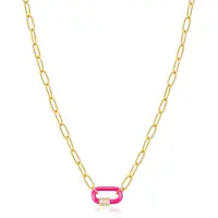 Ania Haie Halsketten - 925er Sterlingsilber Neon Pink Carabiner - Gr. unisize - in Rosa - für Damen