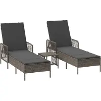 vidaXL Sonnenliege 3 pcs Grau und Dunkelgrau 55 x 200 x 92 cm