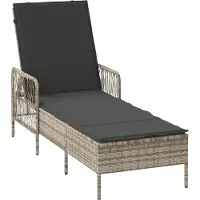 vidaXL Sonnenliege Poly-Rattan Hellgrau und Dunkelgrau