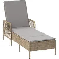 vidaXL Sonnenliege Beige und Hellgrau 200 x 55 x 92 cm Poly-Rattan