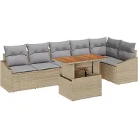 vidaXL Gartensofa-set 7 Stk. Beige und Grau