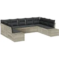 vidaXL Gartensofa-set 9 stk. 8-Sitzanzahl Hellgrau Polyrattan