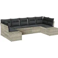 vidaXL Gartensofa-set 7 stk. 7-Sitzanzahl Hellgrau Poly Rattan