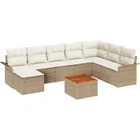 vidaXL Gartensofa-set 9 Stk. Beige Poly-Rattan