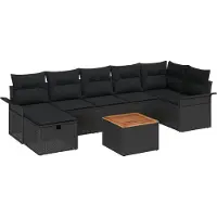 vidaXL Gartensofa-set 8 stk. Schwarz Poly-Rattan