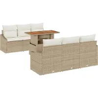 vidaXL Gartensofa-set 7 Stk. Beige und Creme