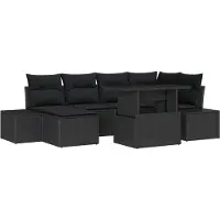 vidaXL Gartensofa-set 7 stk. Schwarz Poly-Rattan