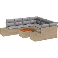 vidaXL Gartensofa-set 9 stk. Beige Poly-Rattan