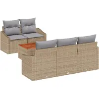 vidaXL Gartensofa-set 6 stk. Beige Poly-Rattan