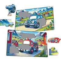 Larsen Puzzle - Freundliche Roboter in der Stadt (2er-Set Midi)