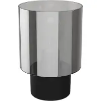 Eglo Tischlampe Gorosiba, Nachttischlampe mit Rauchglas Lampenschirm, Tischleuchte Wohnzimmer aus Metall und Glas bedampft in Schwarz, E27, 22 cm
