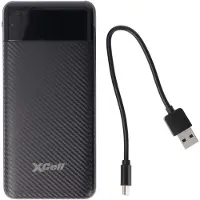 Xcell Powerbank X10000 mit 10.000mAh Kapazität, schlankes Design, LED-Display, zweifacher USB-Ausgang, USB-C Ladeport