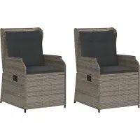 vidaXL Gartensessel mit Kissen 2 Stk. Verstellbar Grau Poly Rattan